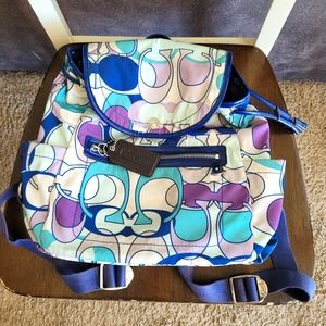 Coach backpack, white blue and purple